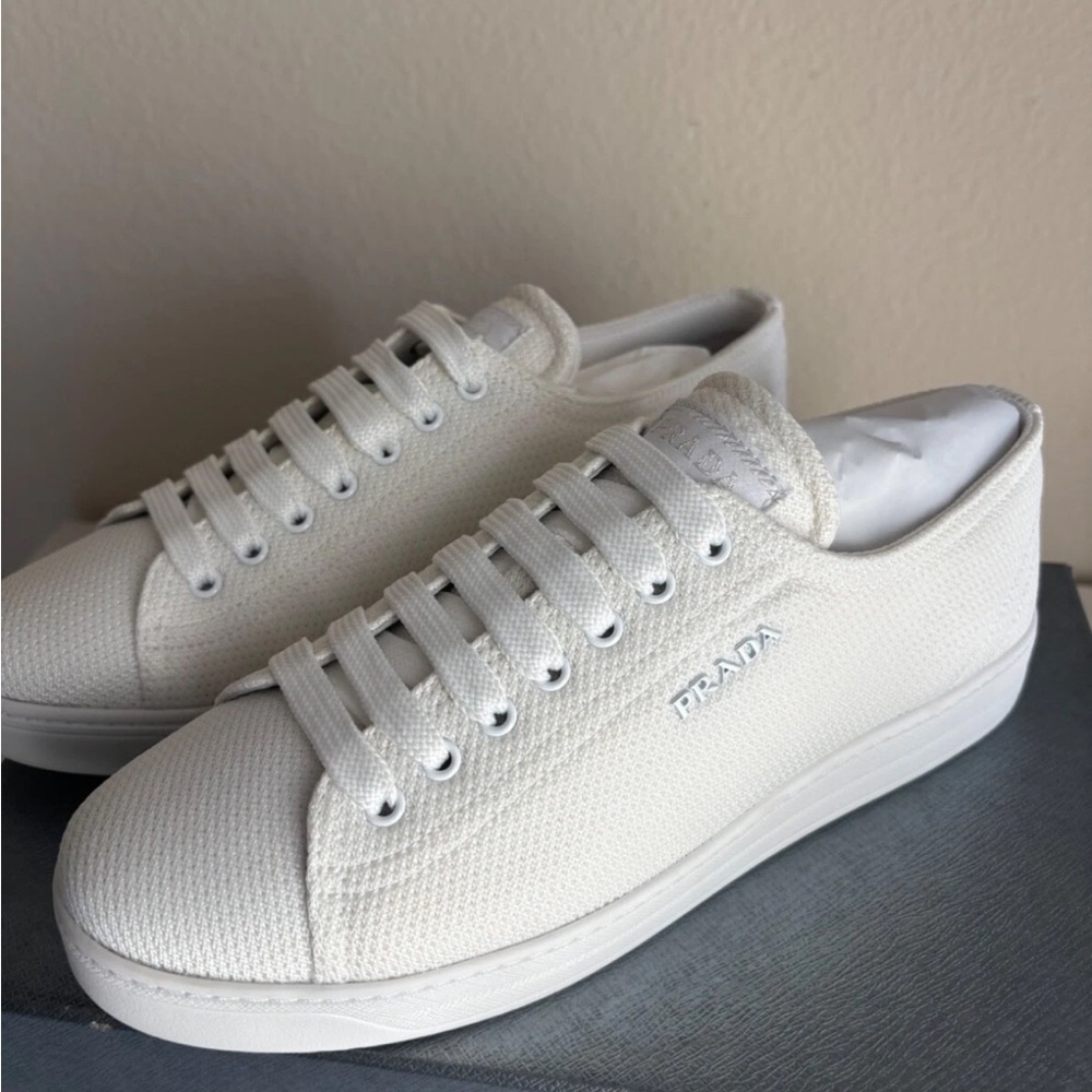 NIB Prada Caltazure Donna Low Top White Canvas Sneakers - Picture 6 of 14